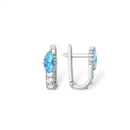 Серьги детские с фианитом из серебра