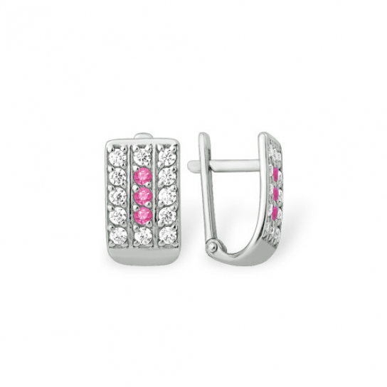 Серьги детские с фианитом из серебра