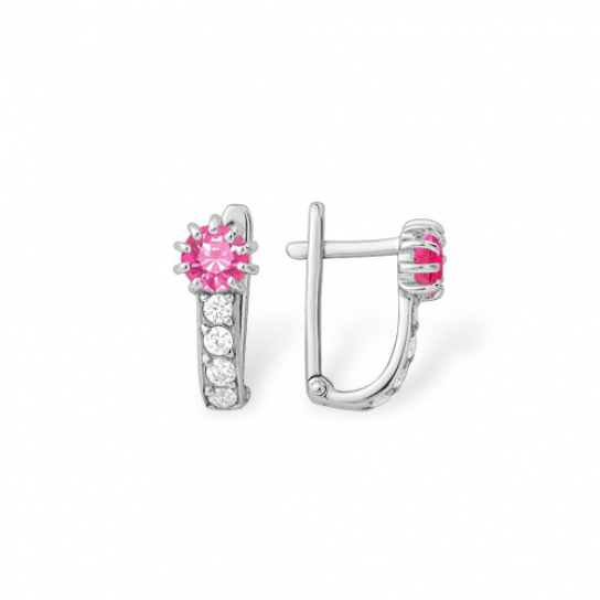 Серьги детские с фианитом из серебра