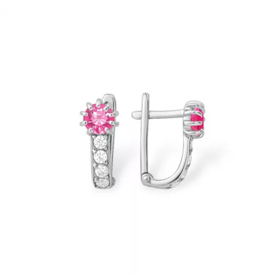 Серьги детские с фианитом из серебра