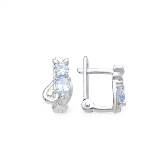 Серьги детские с фианитом из серебра