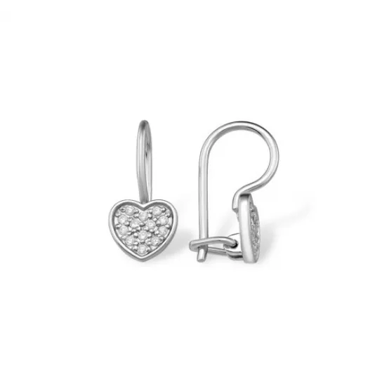 Серьги детские с фианитом из серебра