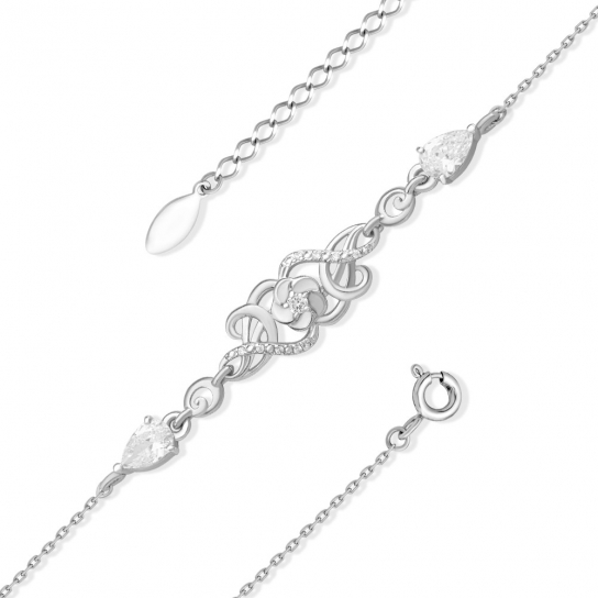 Серебряный браслет 925, плетение фантазийное, длина 18 см