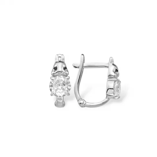 Серьги детские с фианитом из серебра