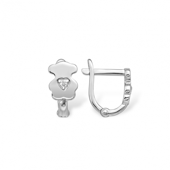 Серьги детские с фианитом из серебра