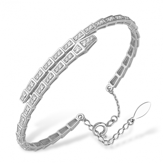 Серебряный браслет 925, плетение фигурное, длина 17 см