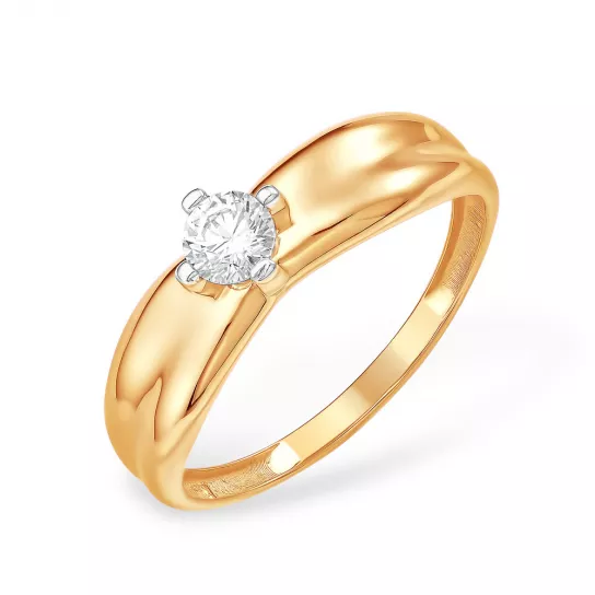 Золотое кольцо 585, женское, с фианитом, размер 15.5