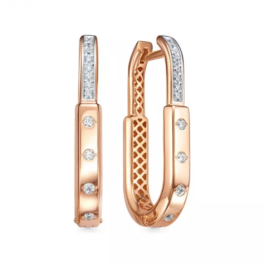 Золотые серьги 585, женские, с фианитом