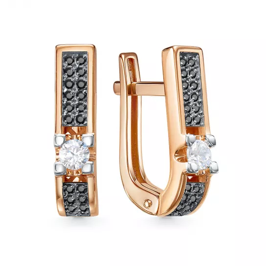 Золотые серьги 585, женские, с фианитом