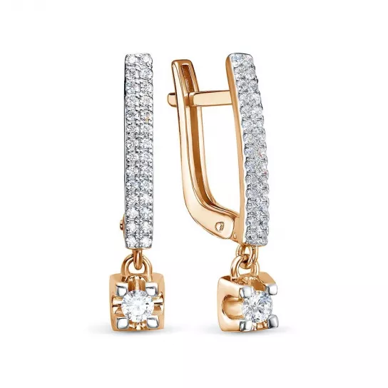 Золотые серьги 585, женские, с фианитом