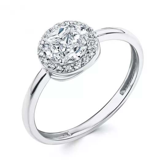 Серебряное кольцо 925, женское, с фианитом, размер 17.5