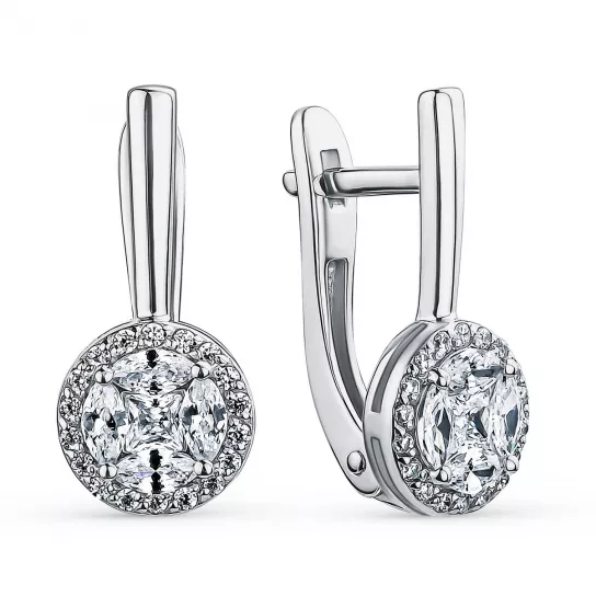 Серебряные серьги 925, женские, с фианитом