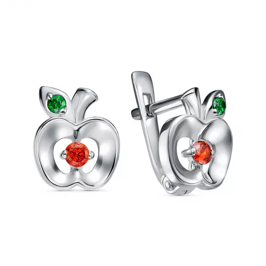 Серьги детские с фианитом из серебра