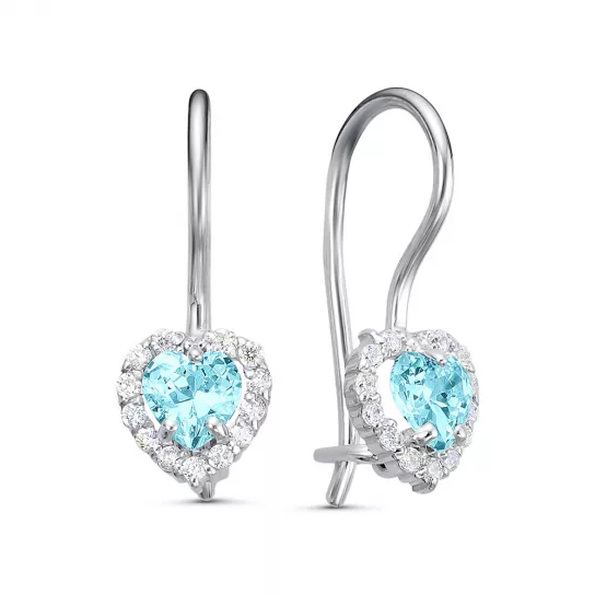 Серьги детские с фианитом из серебра