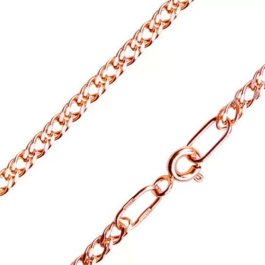 Золотая цепочка 585 на шею, плетение двойной ромб пустотелый, длина 55 см, цвет красное золото