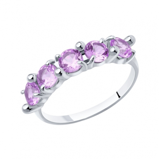 Серебряное кольцо 925, женское, с аметистом, размер 17.5