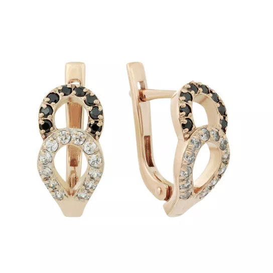 Золотые серьги 585, женские, с фианитом