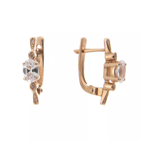Золотые серьги 585, женские, с фианитом