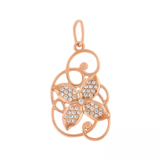 Золотая подвеска 585, женская, с фианитом