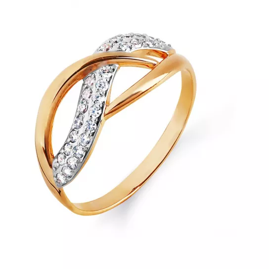 Золотое кольцо 585, женское, с фианитом, размер 19.5