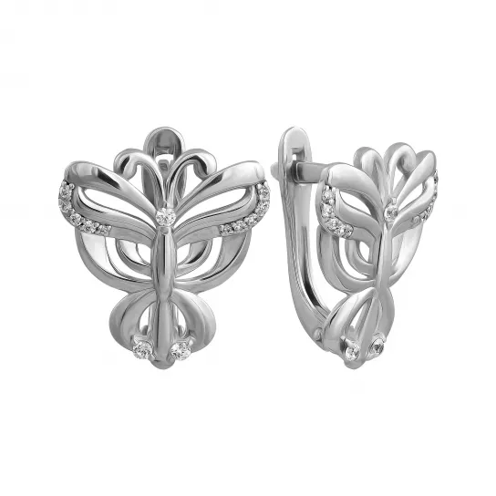 Серьги с фианитом из серебра