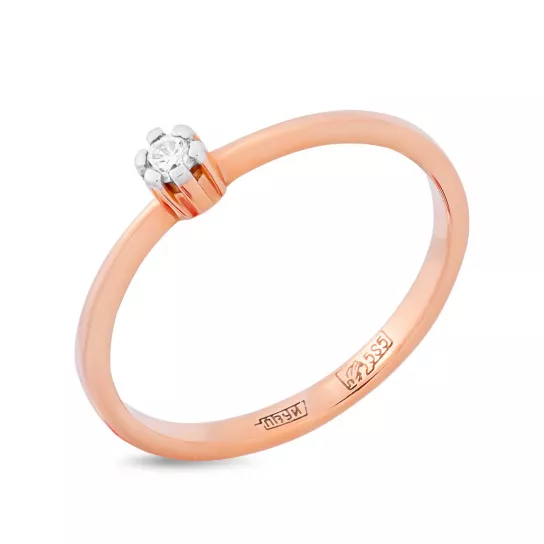 Золотое кольцо 585, женское, с бриллиантом, размер 17