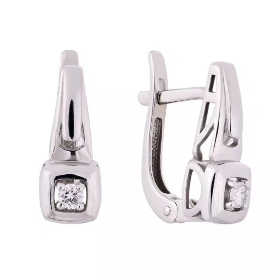 Золотые серьги 585, женские, с бриллиантом