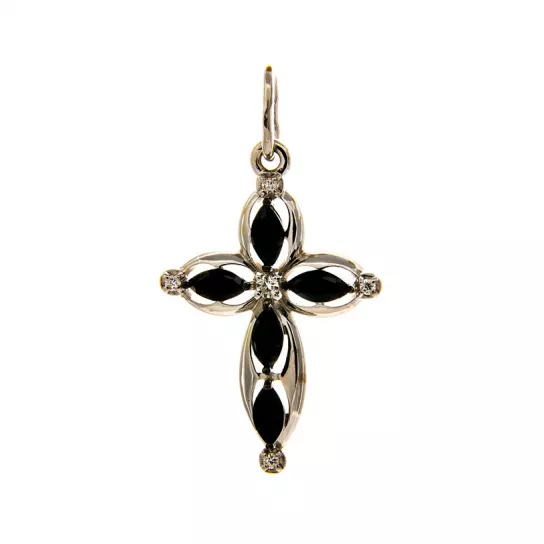 Серебряная подвеска 925, женская, с фианитом и эмалью