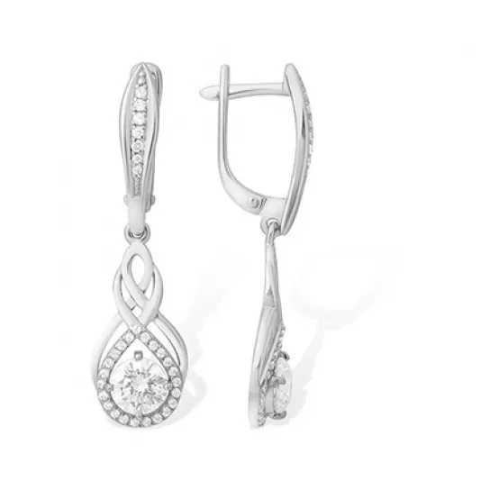 Серебряные серьги 925, женские, с фианитом