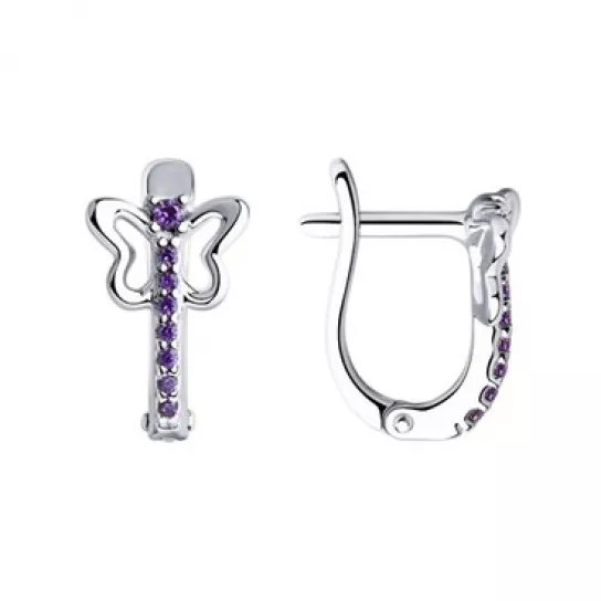 Серьги детские с фианитом из серебра