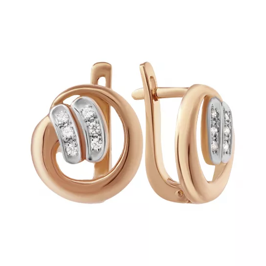 Золотые серьги 585, женские, с фианитом