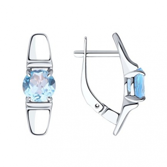 Серебряные серьги 925, женские, с топазом